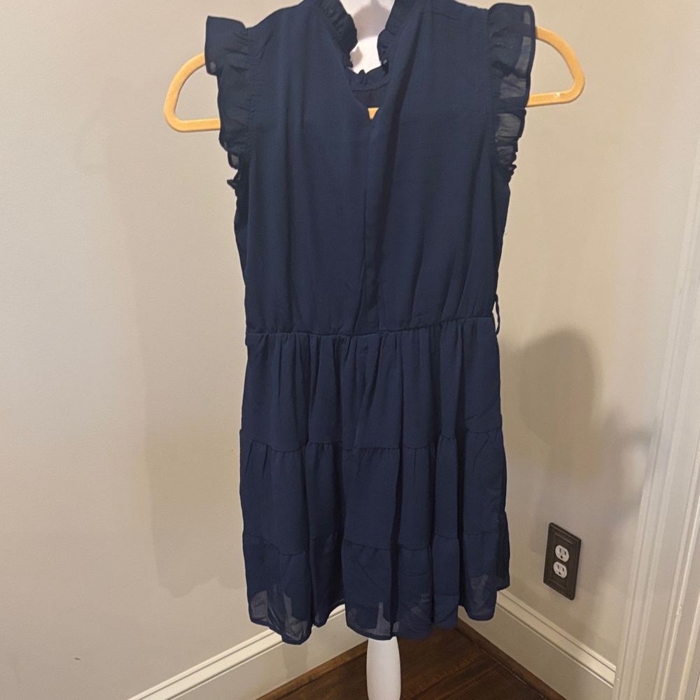 Navy Blue Kids Dress - Picture 3 of 3